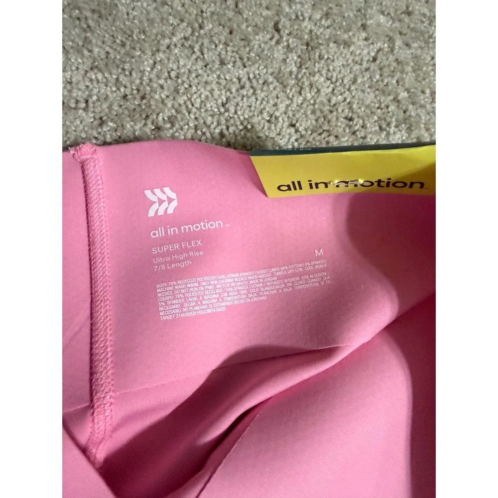 All in Motion Super Flex Bonded Leggings Pink Ultra High Rise 7/8 Length Medium